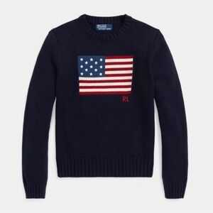 NWT Ralph Lauren Navy American Flag Sweater, L